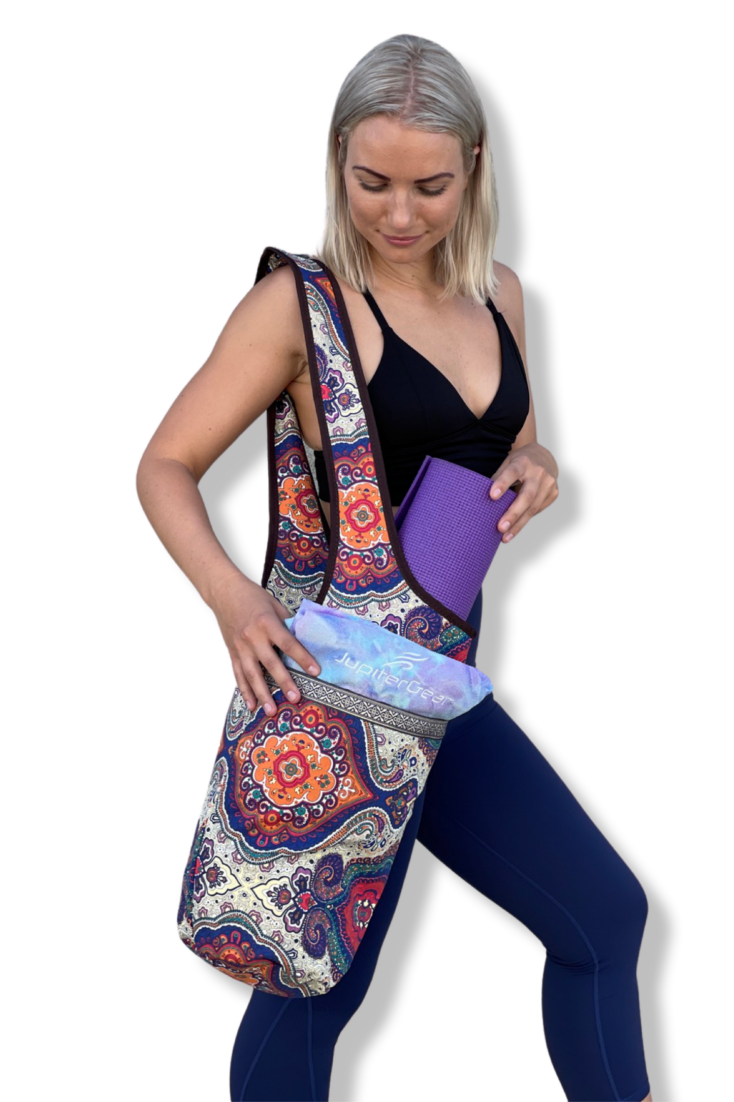 JupiterGear Yoga Mat Carrying Tote Bag with Large Pockets