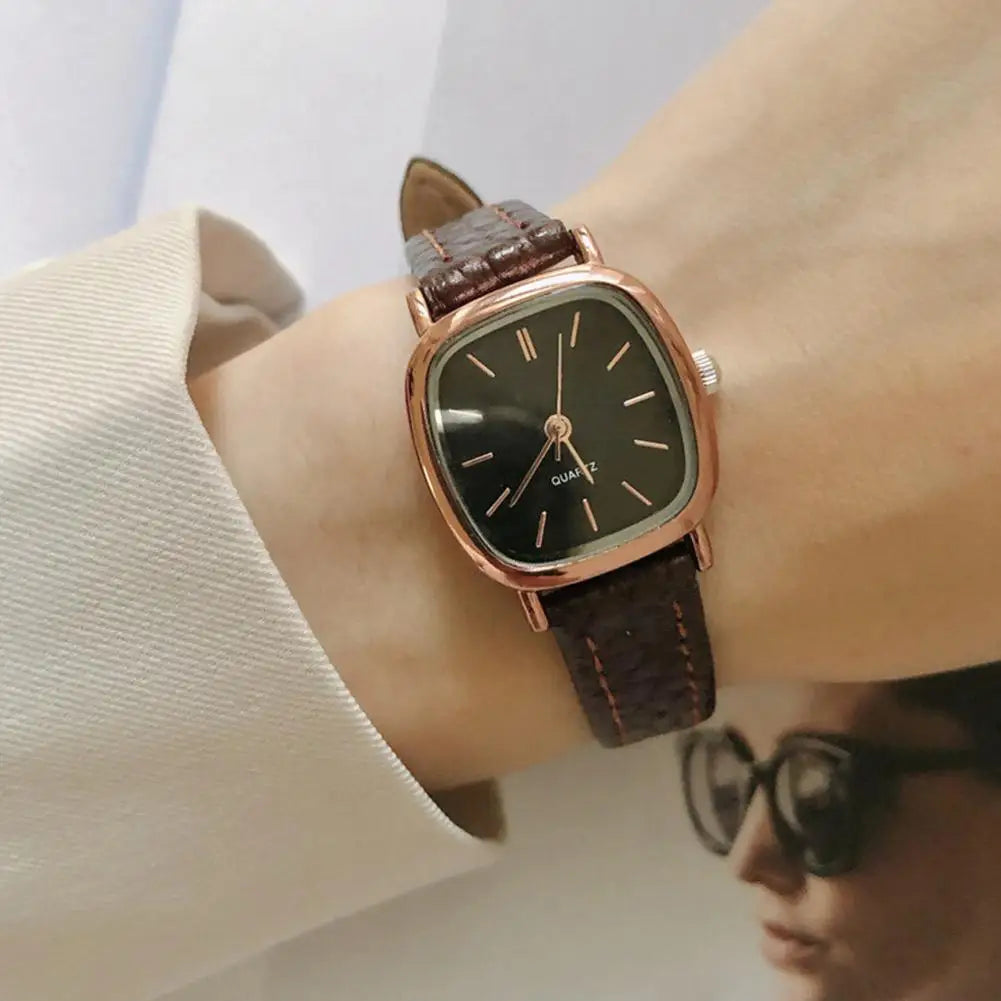 Small Dial Leather Strap Wrist Watch