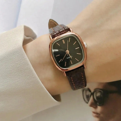 Small Dial Leather Strap Wrist Watch